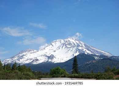 Panorama Of Mount Shasta, Volcano In The Cascade Range, California