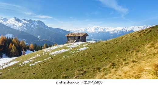 Panorama Of A Mountain Hut In The Alps