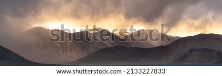 Panorama mountain landscape at sunset, Sunset light natural moutain, Nature view of moutain for background.