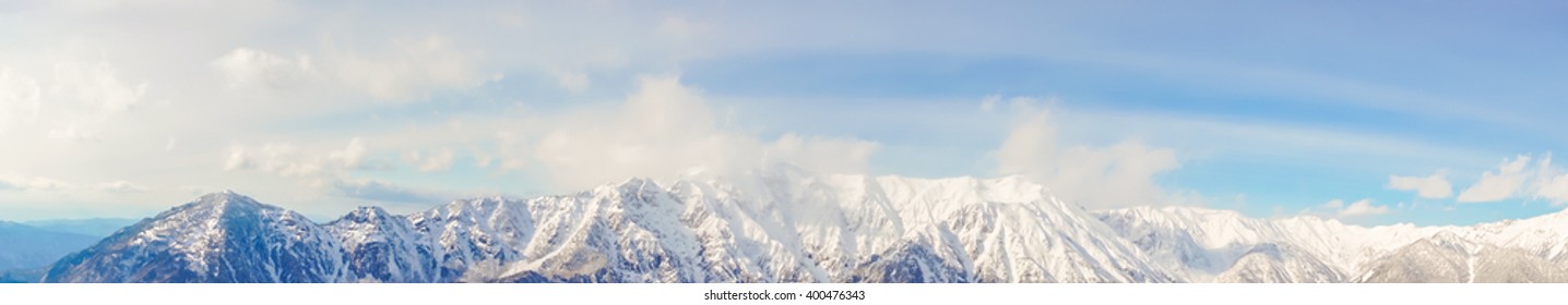 Panorama Mountain Snow Landscape Blue Sky Stock Photo 400476343 ...