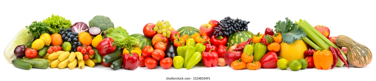 Panoramic Image Healthy Fruits Vegetables Vertical Stock Photo (edit 