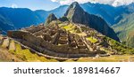 Panorama of Mysterious city - Machu Picchu, Peru,South America. The Incan ruins. Example of polygonal masonry and skill