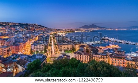 Panorama of Naples and Vesuvio, Italy
