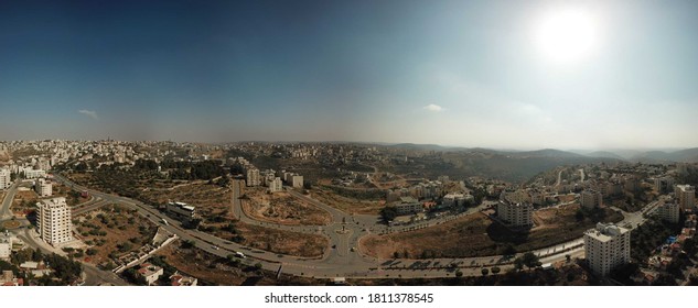 Panorama For Nelson Mandela Square In Ramallah Al-Tireh
