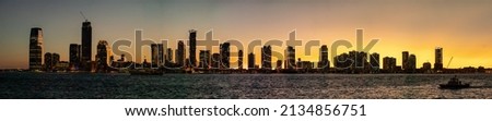 Panorama of New Jersey city after sunset, USA