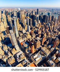 The Panorama Of New York From Roof On Sunny Day