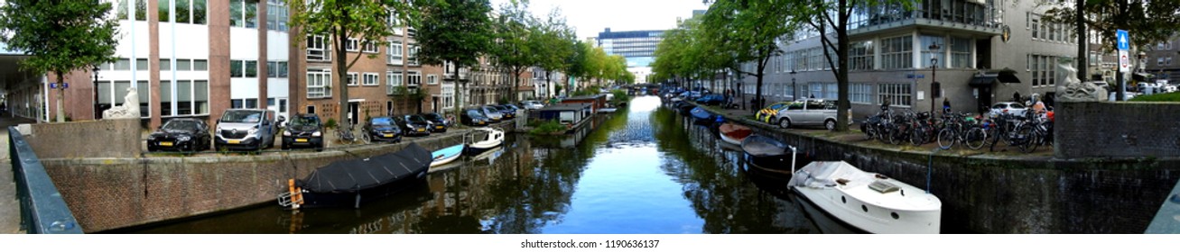 Panorama of the Nieuwe Achtergracht, Amsterdam - Shutterstock ID 1190636137