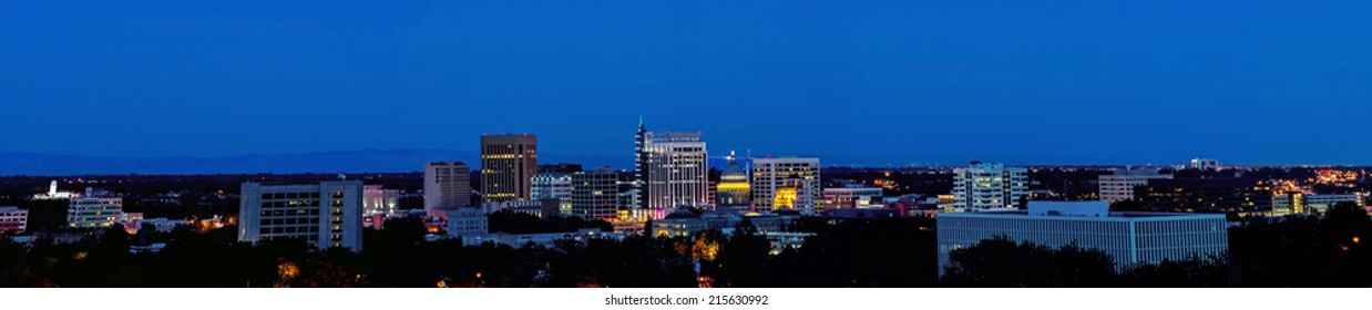 panorama night city of Boise Idaho