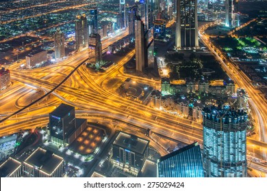Panorama of night Dubai during sunset - Shutterstock ID 275029424