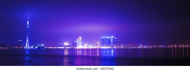 Panorama Night of Macau. View from the Taipa Island. - Shutterstock ID 135737462