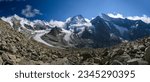 panorama of Obergabelhorn, Glacier Durand, Roc Noir, Glacier du Grand Cornier, Dent Blanche and Grand Cornier in Val d