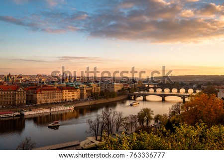 Similar – Moldau mit ihren Brücken und der Stadt Prag