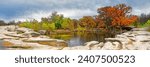 Panorama of Onion Creek at Upper Falls Area McKinney Falls State Park Austin Central Texas