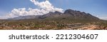 Panorama of Oro Valley near Tucson, Arizona. Also shown are Push Ridge and Catalina Mountains, and Catalina State Park. 