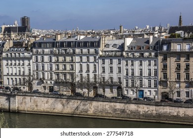 Panorama of Paris. View from Arab World Institute (Institut du Monde Arabe) building. France.