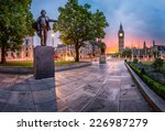 Panorama of Parliament Square and Queen Elizabeth Tower in London, United Kingdom