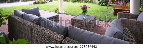 Panorama Patio Comfortable Garden Furniture Stock Photo Edit Now