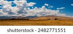 panorama photo of the golden california hills in fresno california