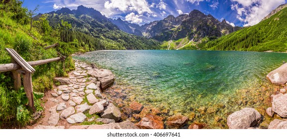 Panorama Of Pond In The Tatra Mountains, Poland