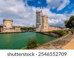 Panorama of the port of La Rochelle with its famous towers, France