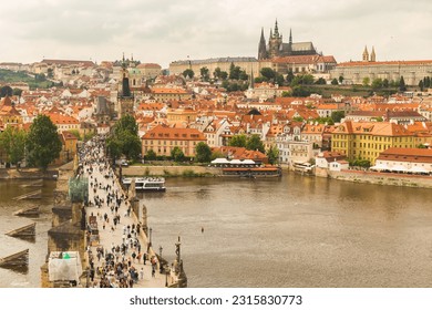 Panorama of Prague from Old Town Bridge Tower, Czech Republic