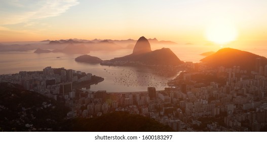 Panorama Of Rio De Janeiro City And Sugarloaf Mountain, Brazil