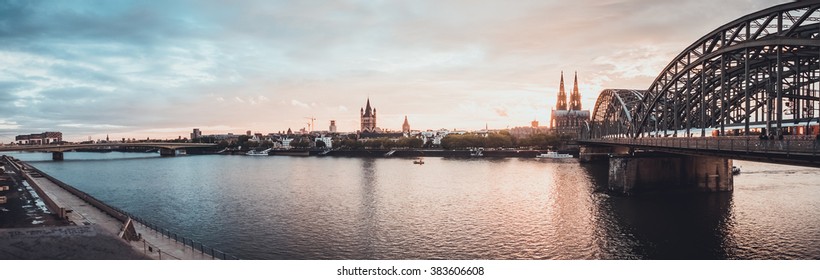 Panorama Of River At Cologne - Germany