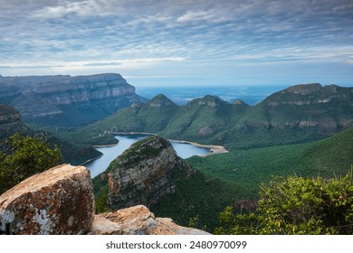 Panorama Route South Africa, Blyde river canyon with the three rondavels, impressive view of three rondavels and the Blyde river canyon in south Africa. - Powered by Shutterstock