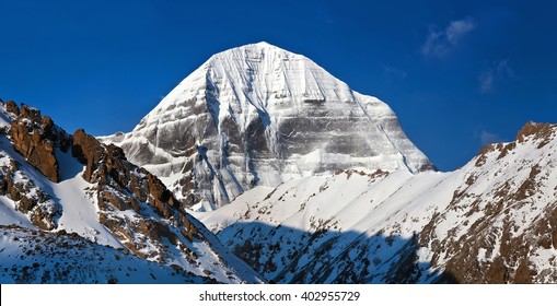 Panorama of sacred mount Kailash (elevation 6638 m), which are part of the Transhimalaya in Tibet. It is considered a sacred place in four religions: Bon, Buddhism, Hinduism and Jainism.