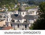 A Panorama of Salzburg from Kapuzinerberg hill on Holy Trinity Church