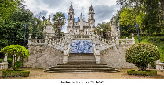 Panorama of Sanctuary of Our Lady of Remedios in Lamego, Portugal