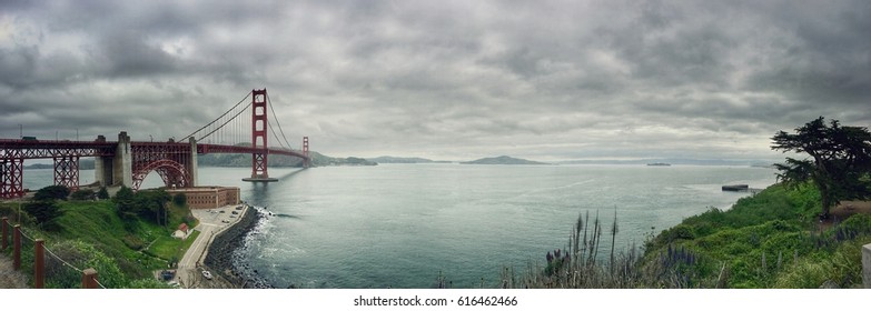 Panorama scene of Golden Gate Bridge Sanfrancisco