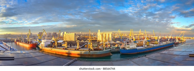 Panorama of sea port, Casablanca - Morocco