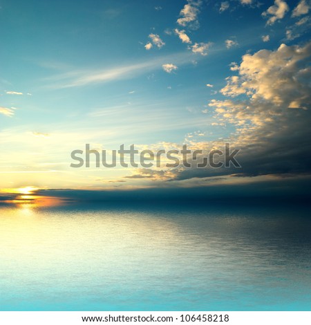 Panorama of sea sunset