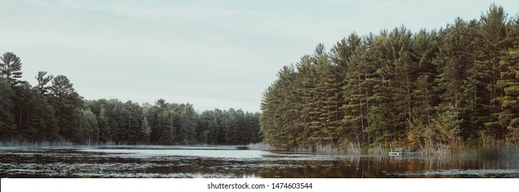 Panorama of secluded lake in Northern Michigan. 