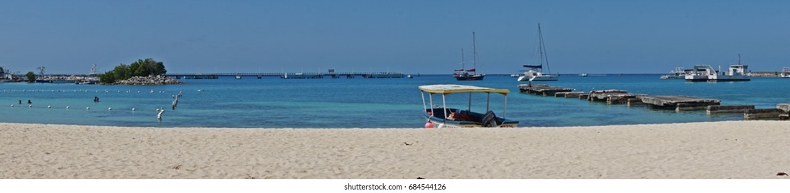 Panorama Showing Ocho Rios Bay Beach (Turtle Beach) In Ocho Rios, Jamaica