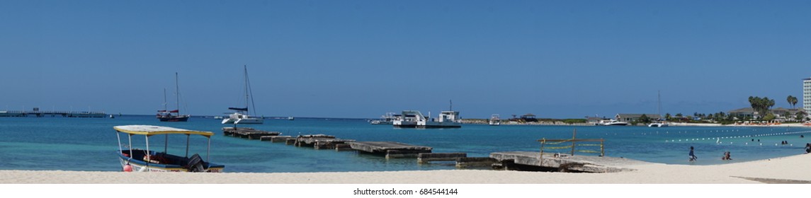 Panorama Showing Ocho Rios Bay Beach (Turtle Beach) In Ocho Rios, Jamaica