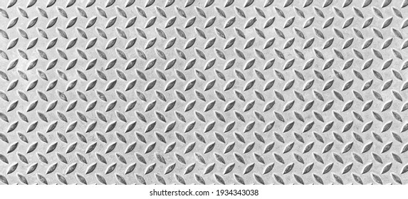 Panorama Of Silver Diamond Steel Plate Floor Pattern And Seamless Background