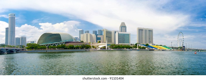 Panorama Singapore Skyline And River During Daytime