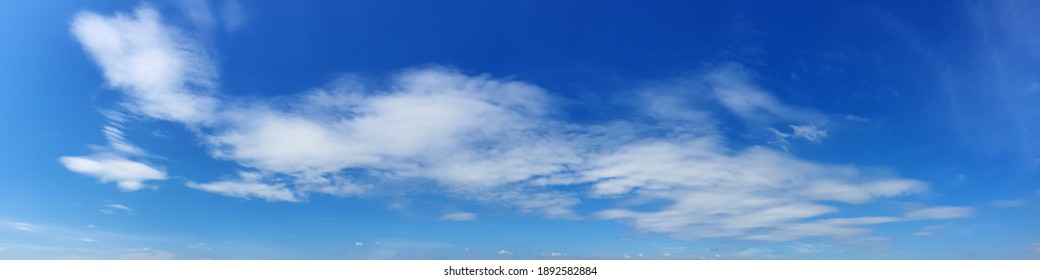 Panorama Sky With Cloud On A Sunny Day. Beautiful Cirrus Cloud.