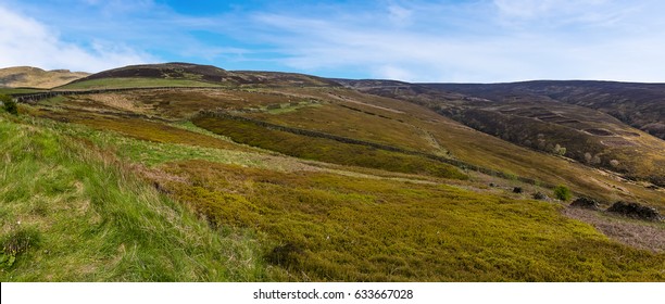 A Panorama Of The Snake Pass In The Dark Peak In Derbyshire, UK 