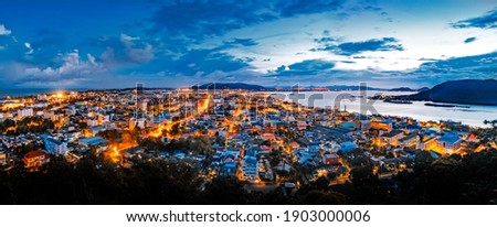 Panorama of Songkhla city in Thailand take from Khao Kho Hong