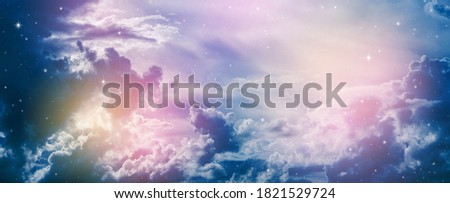 Panorama space of night sky with cloud and stars.