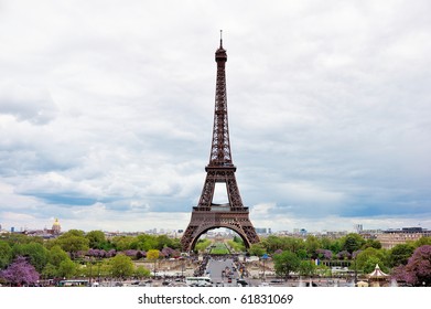 Panorama of the square with Eiffel tower in Paris