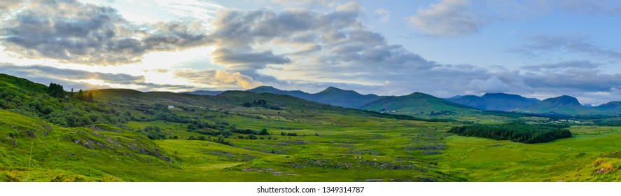 Panorama Sunset Over Landscape Ireland
