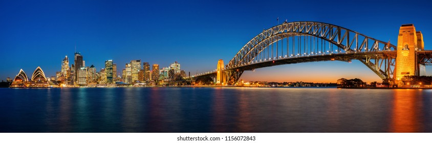 Panorama of Sydney harbour and bridge in Sydney city, New south wales, Australia - Powered by Shutterstock