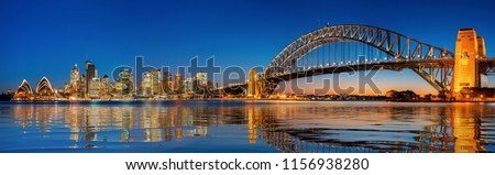Panorama of Sydney harbour and bridge in Sydney city, New south wales, Australia