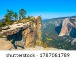 panorama at Taft Point in Yosemite National Park, California, United States. View from Taft Point: Yosemite Valley, El Capitan and Yosemite Falls.
