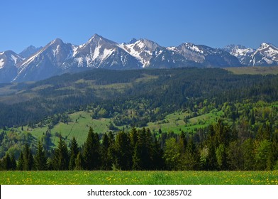 Panorama Of Tatra Mountains In Spring Time, Poland