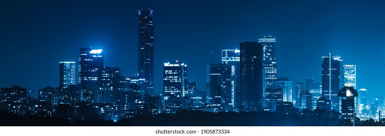 Panorama Of Tel Aviv City And Ayalon Freeway At Night - View of Tel Aviv at night.